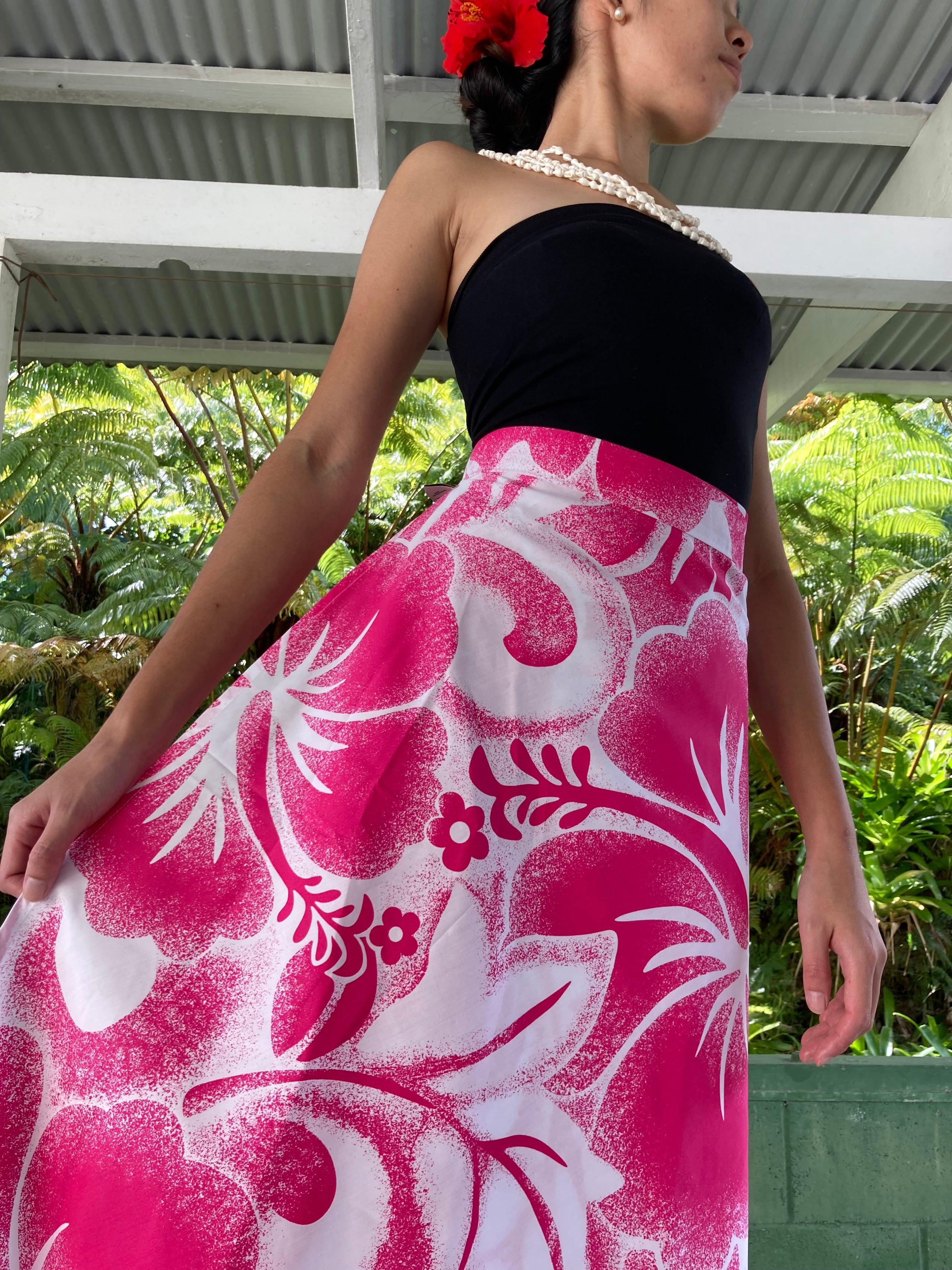 Hawaiian Wrap Skirt - Hibiscus Beauty (Pink)】 ハワイアンラップ